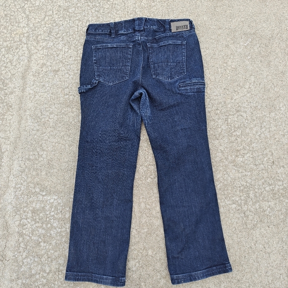 Duluth Trading Sz 12 Dark Wash Stretch Mid Rise Double Knee Shaping Curvesetter - Picture 3 of 11